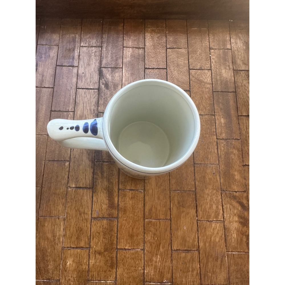 Delfts Holland Hand Painted Blue White Sailing Ship Plymouth MA Ceramic Mug VGUC - Picture 3 of 8